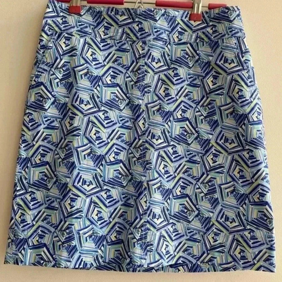 Talbots Geometric Print Skirt, Blue and Green Mini Skirt, Women’s Size 6 - Picture 2 of 10